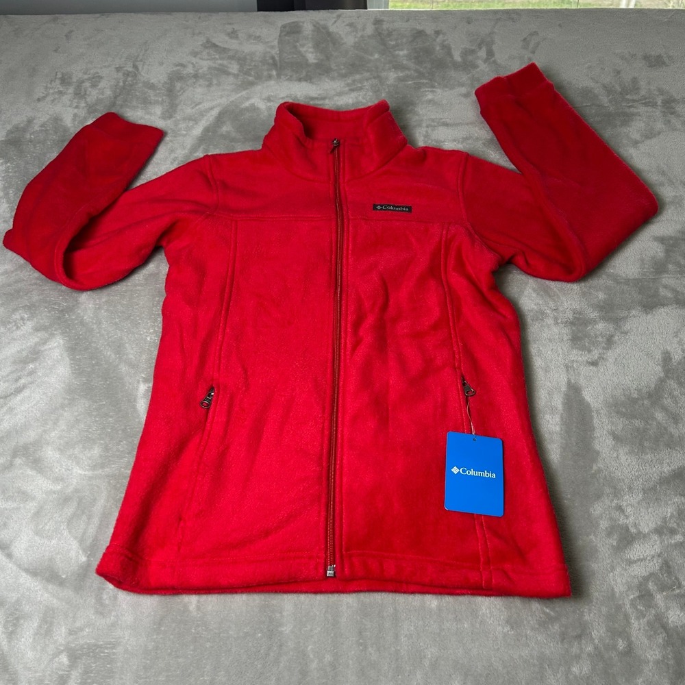 Columbia Girls Large Red Full Zip Fleece Jacket Youth L 14/16 NWT